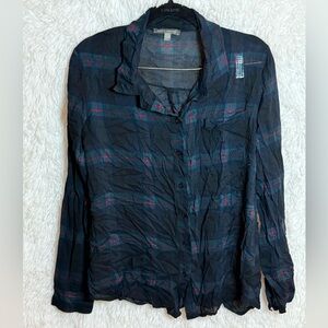 American Eagle Outfitters Sheer Plaid Button Down Shirt